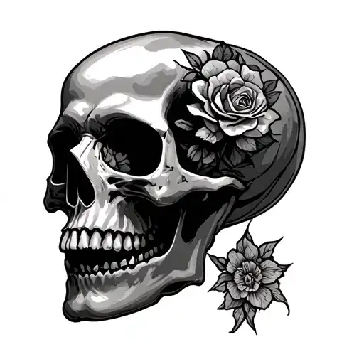 skull soft shading tattoo design idea
