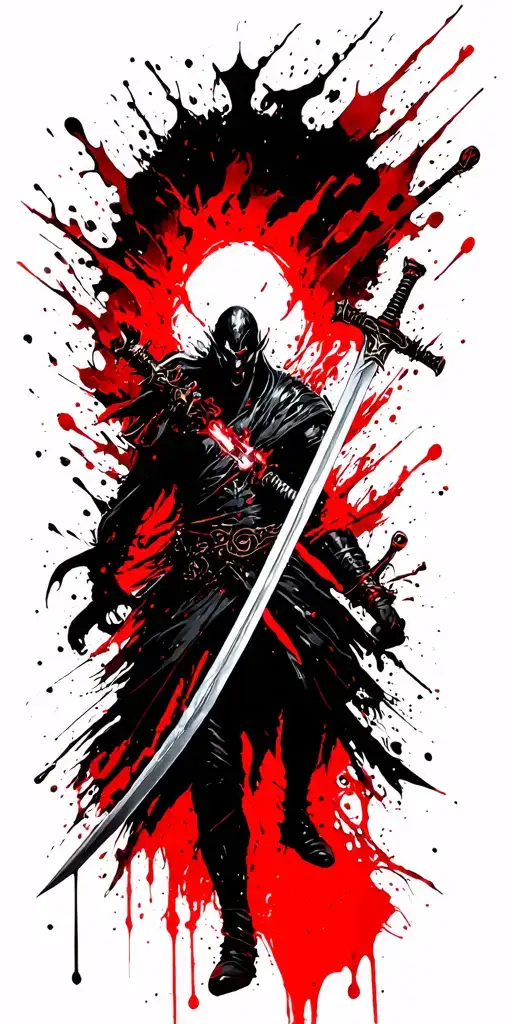  fantasy style battle scene featuring swords and sorcery  tattoo design idea