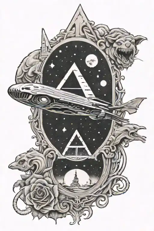 Grateful Dead, Led Zeppelin IV, dark side of the moon, Pink Floyd animals tattoo design idea