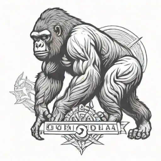 Silver back gorilla simple and roman numerals representing important dates tattoo design idea