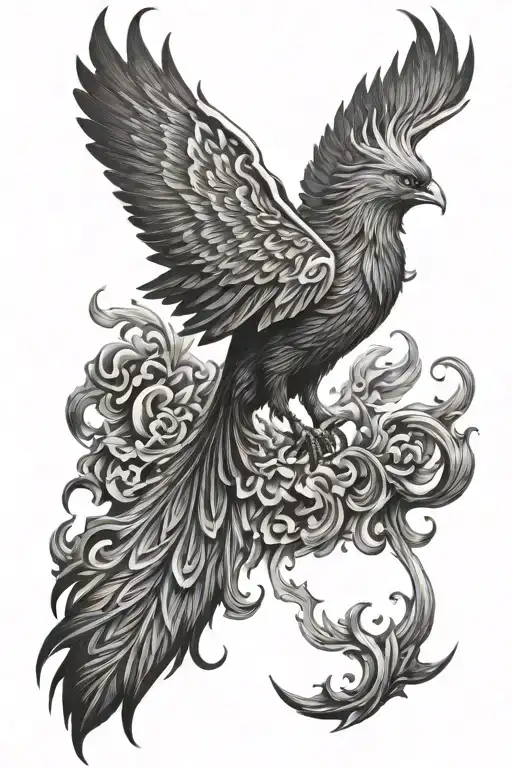 Phoenix with flames all tattoo design idea