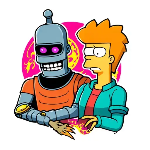 bender & fry futurama matching tattoos tattoo design idea