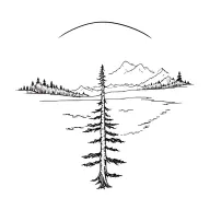 aspen tree with river tattoo design idea