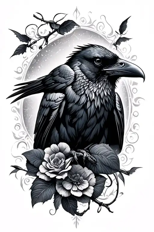 raven tattoo design idea