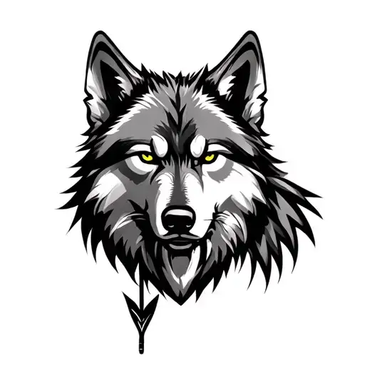 Arrow Vector and Wolf face tattoo design idea