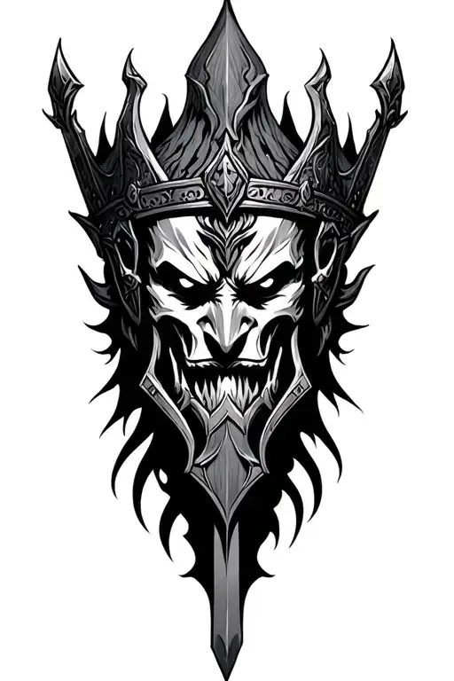 dark souls style king consort dudgeon tattoo design idea