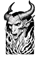 devil with hell burning below tattoo design idea