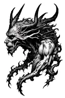 devil with hell burning below tattoo design idea