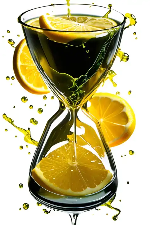 hourglass with lemonade glass overflowing tattoo design idea