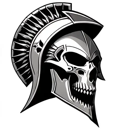 spartan warrior skulls tribal tattoo design idea