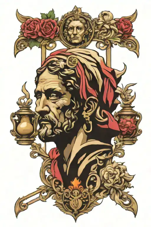 stoicism four virtues discipline Justice wisdom courage tattoo design idea