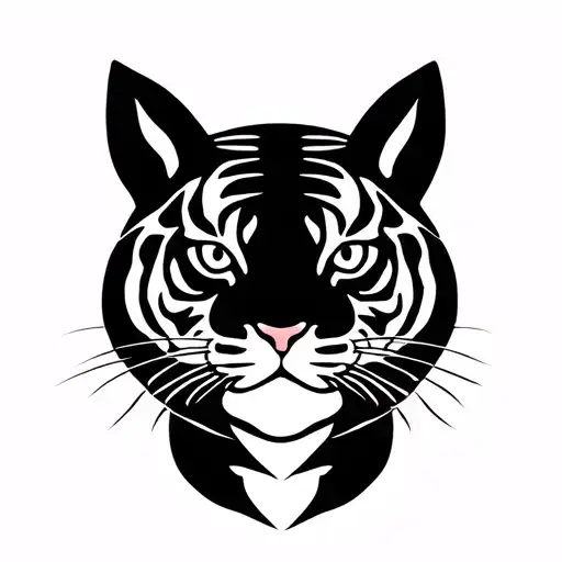 "Minimalist black ink tattoo design of a Korean folklore-inspired silhouette—either a tiger or a rabbit. The style shoul tattoo design idea