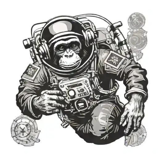 yoga punk chimpanzee astronaut lost tattoo design idea