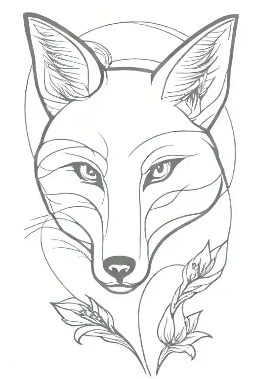 fox with lily as eye tattoo design idea