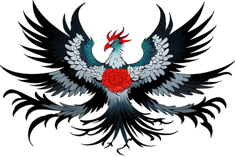 phoenix with outstretched wings tattoo design idea
