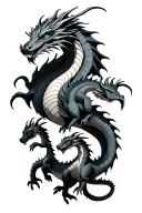 adult dragon protecting 4 younger dragons tattoo design idea
