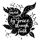 saved by grace through faith tattoo design idea