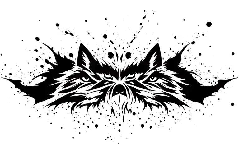 wolf paint splatter tattoo design idea