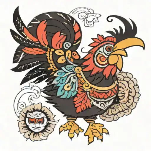 Hei hei Hei from Moana in a design that kinda goes outside the lines tattoo design idea
