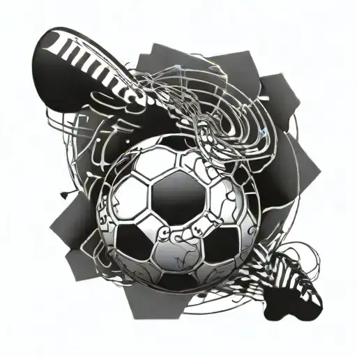 A tattoo design combining a soccer ball with musical notes to represent your love for both music and soccer tattoo design idea