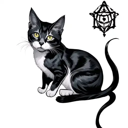 A seductive, erotic adapt that has cat traits and live between good and evil tattoo design idea