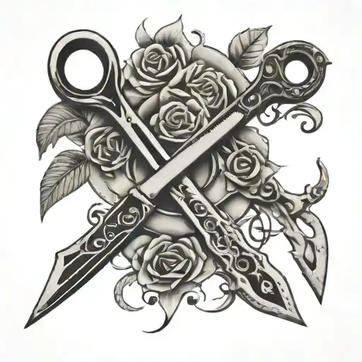 scissors cutting family ties tattoo design idea