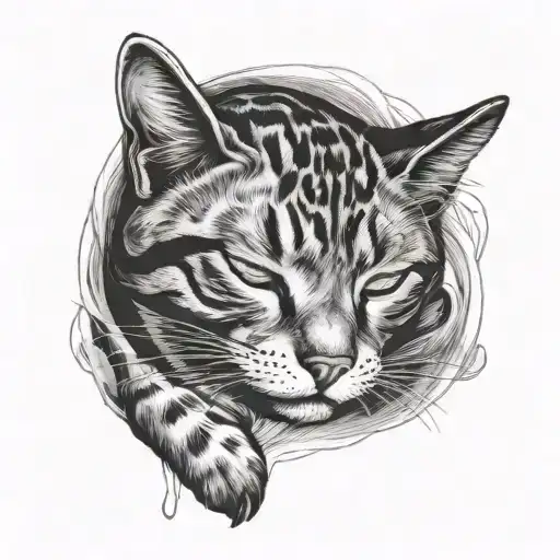 memory of cat sleeping tattoo design idea