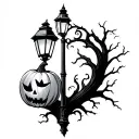 Halloween lamp post tattoo design idea
