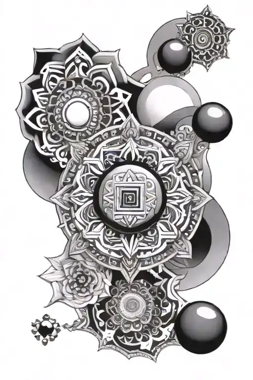 mandala incorporating 8ball cards tattoo design idea