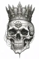jawless skull with crown tattoo design idea