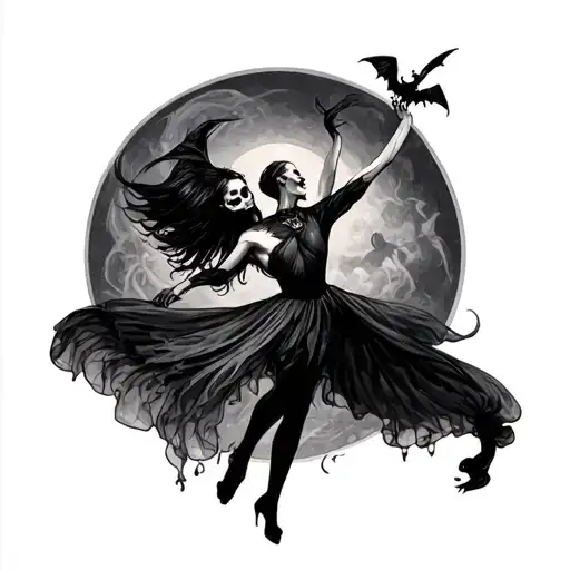 Macabre dance tattoo design idea