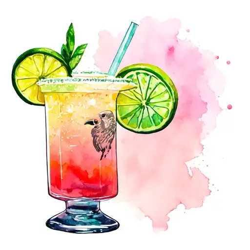 Margarita drink with african gray tattoo tattoo design idea