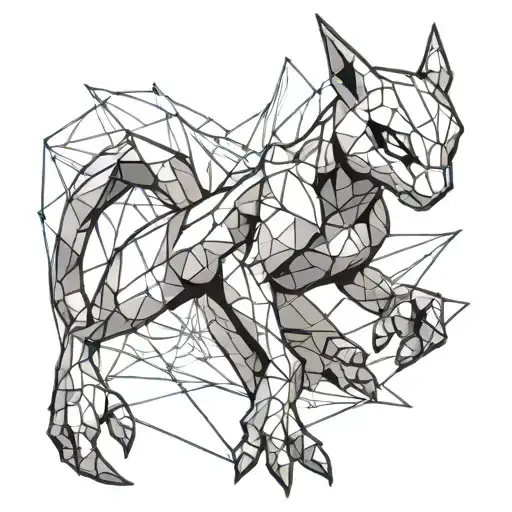 mewtwo low poly tattoo design idea