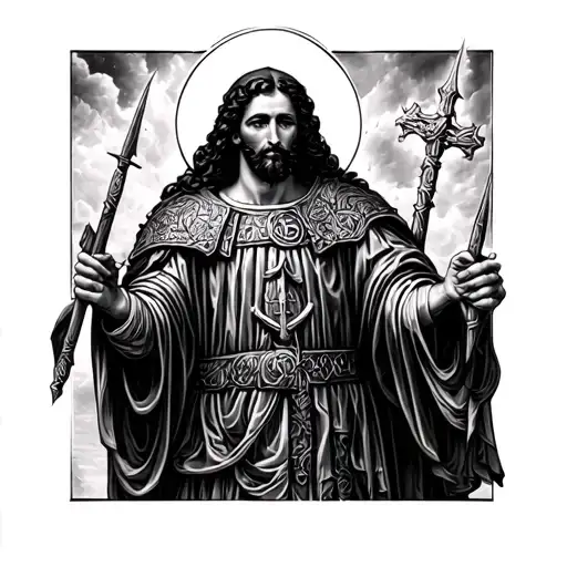 roman catholic war tattoo design idea