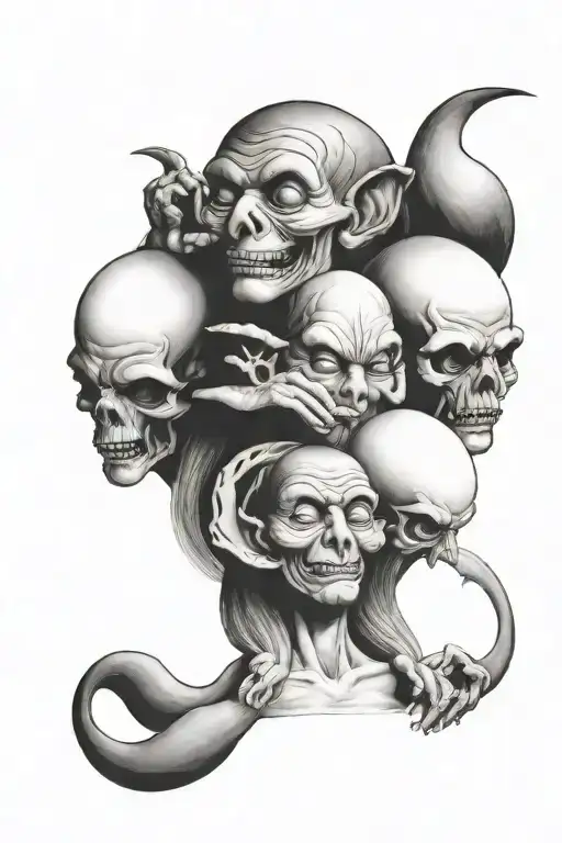 Kobiety See No Evil Hear No Evil Speak No Evil Number 4 Moon tattoo design idea