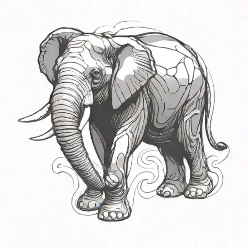 elephant drawn as if it is carved from crystal tattoo design idea