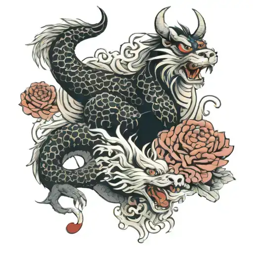 dog, dragon, ox, bunny and monkey japanese tattoo design idea