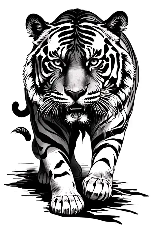 tiger walking tattoo design idea