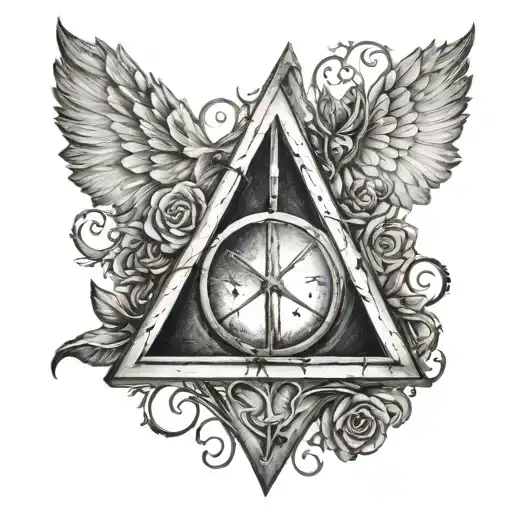 barita de harry potter deathly hallows tattoo design idea