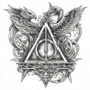 barita de harry potter deathly hallows tattoo design idea