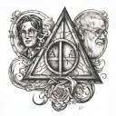 barita de harry potter deathly hallows tattoo design idea