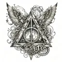 barita de harry potter deathly hallows tattoo design idea