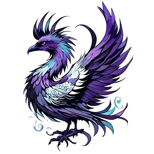 phoenix purple aqua tattoo design idea