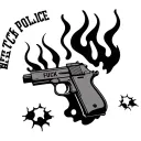 New South Wales police logo with fuck the police and bullet holes with flames tattoo design idea