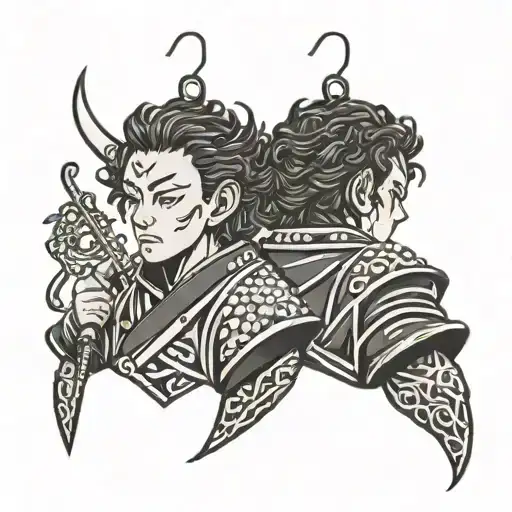 demon slayer tanjiro kamado earrings simple tattoo flash tattoo design idea