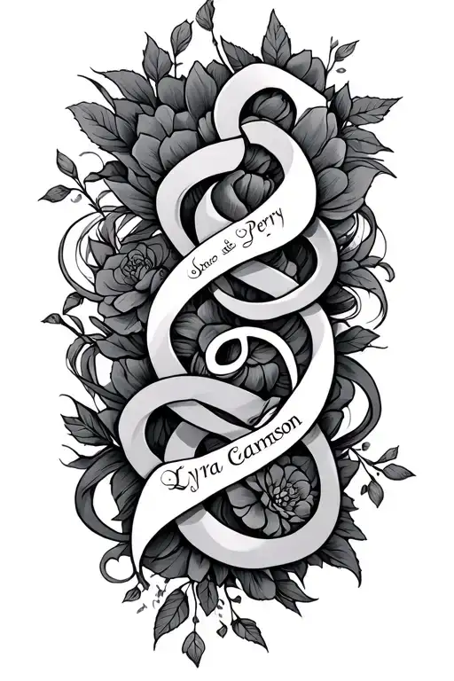 names intertwined Lyra, Perry, Cameson tattoo design idea