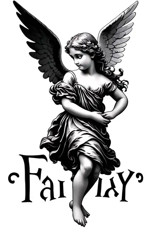 "Fairy" Cherub angel tattoo design idea