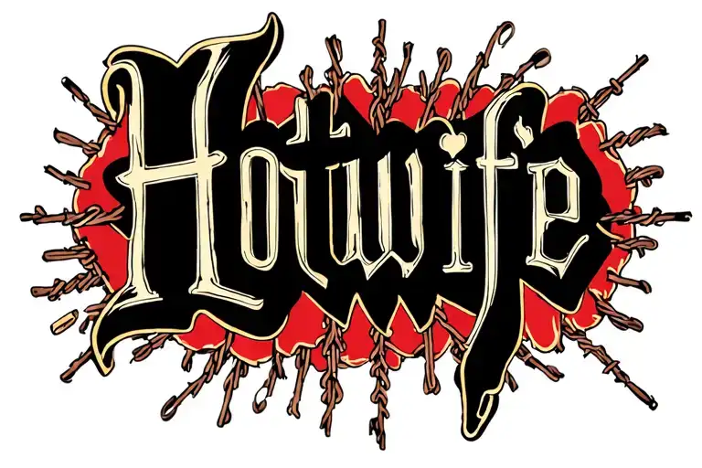 "Hotwife" barb wire tattoo design idea