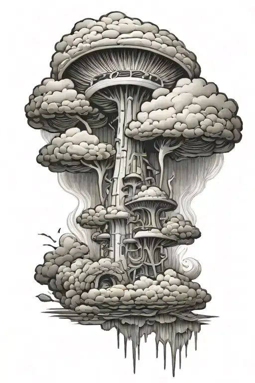 nuclear mushroom cloud tattoo design idea