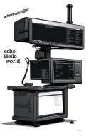 computer terminal with text "artemmakenzi@pc echo Hello world" tattoo design idea